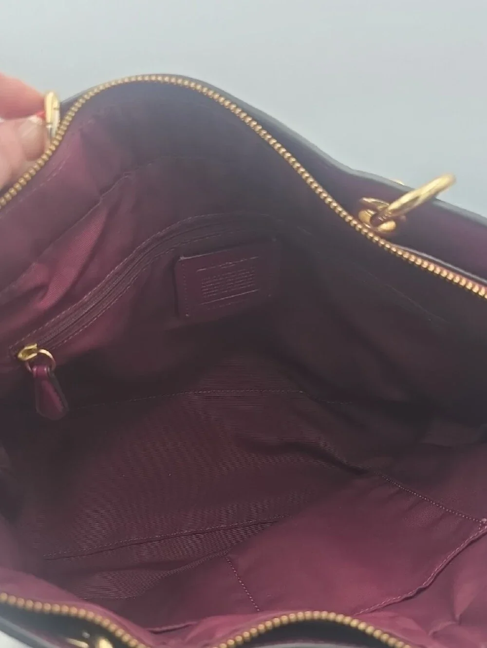 Coach Plum/Pink Varsity Stripe Ava Large Shoulder Bag W/ Gold Hardware (EUC)💖💜 - Picture 12 of 16